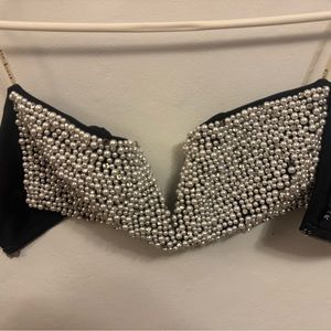Rehab x Dolls Kill beaded strapless zipper top